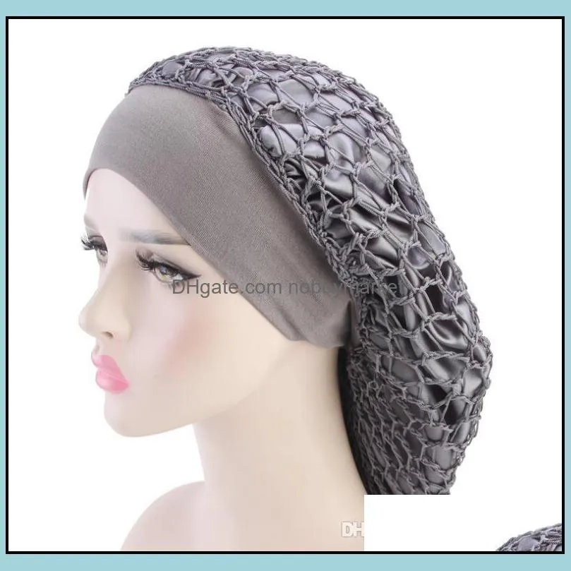Fashion Wide Band Mesh Hair Bonnet Cap Sleeping Cap Comfortable Night Sleep Hat Ladies Turban for Women Hair Care
