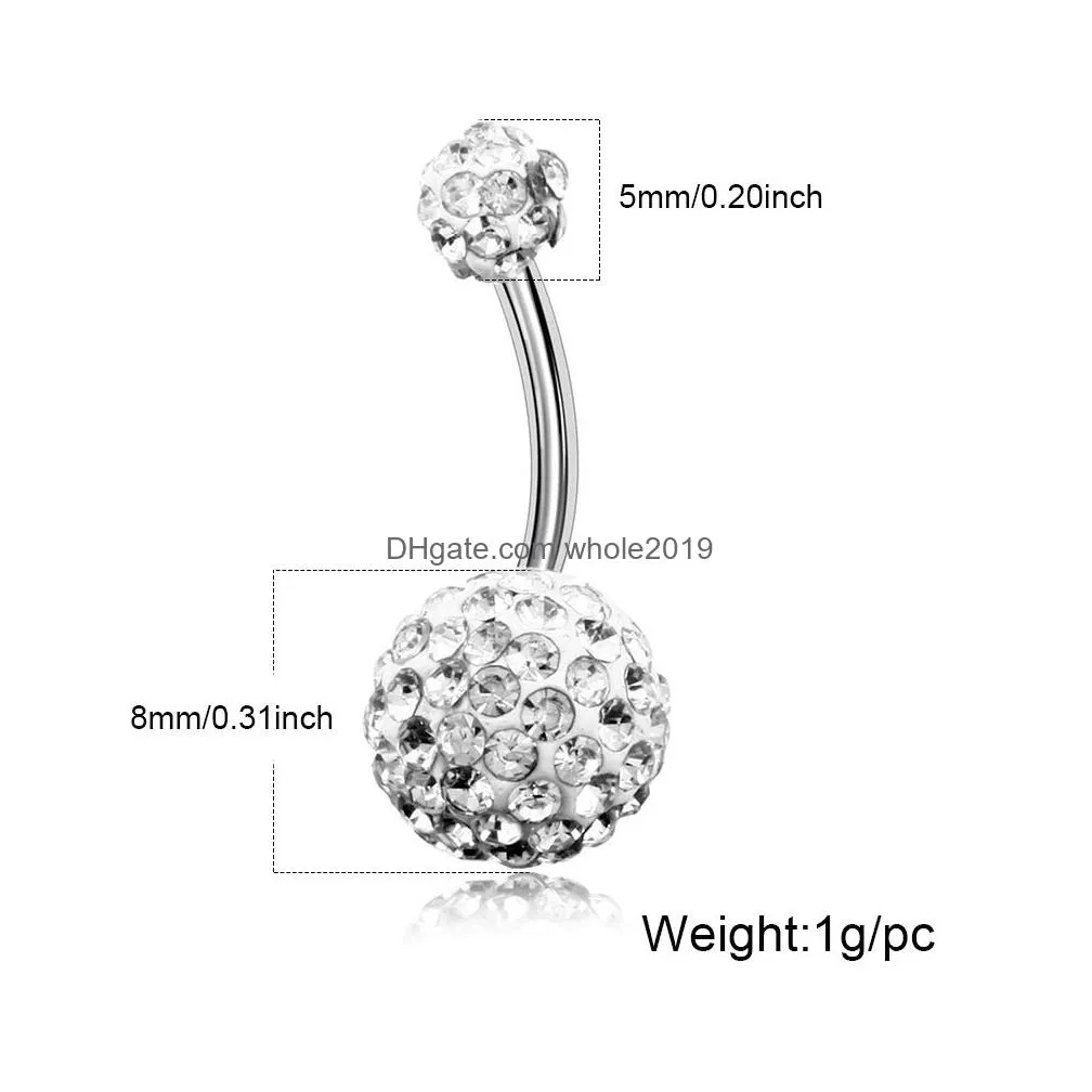 Navel & Bell Button Rings 4Pcs/Set Surgical Steel Piercings Crystal Belly Navelearring Bar Y Woman Body Jewelry Drop Delivery Dhfdb