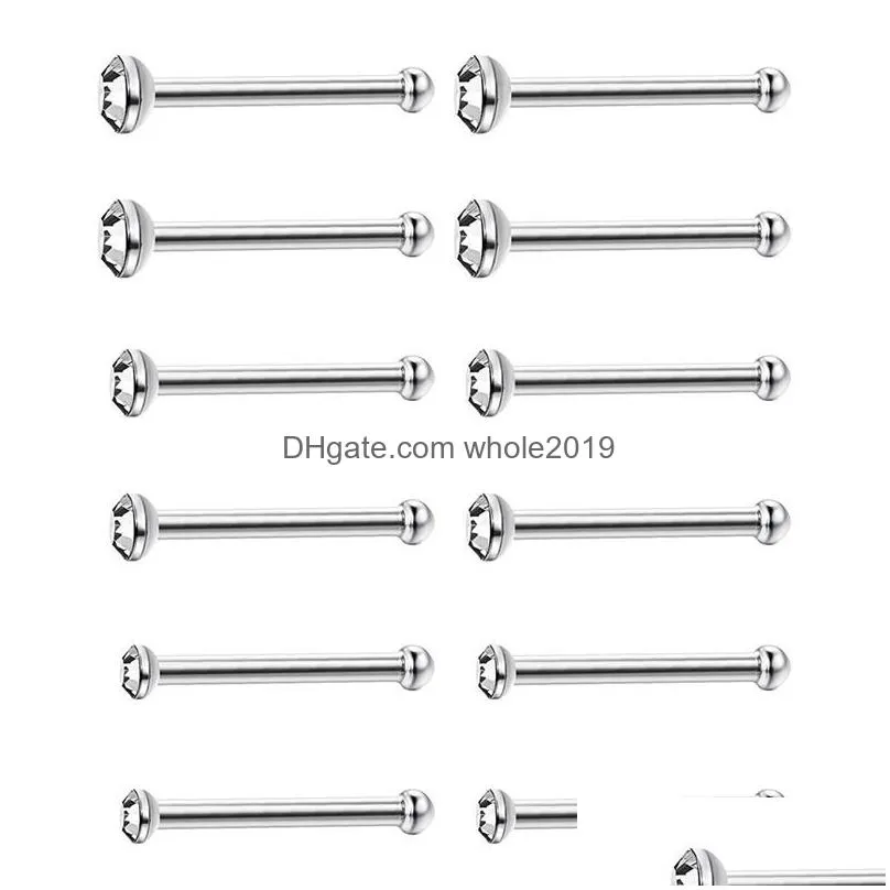 Nose Rings & Studs 60Pcs Stainless Steel Piercing Pin Body Jewelry 1.5Mm 2Mm Drop Delivery Dhklo