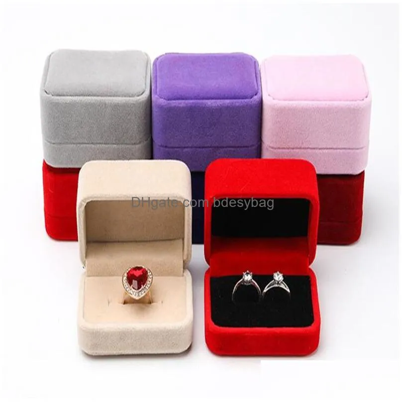 Jewelry Boxes Veet Ring Box Couple Double Storage Earrings Organizer Holder Gift Display Package For Engagement Wedding Drop Dhgarden Dhmwk