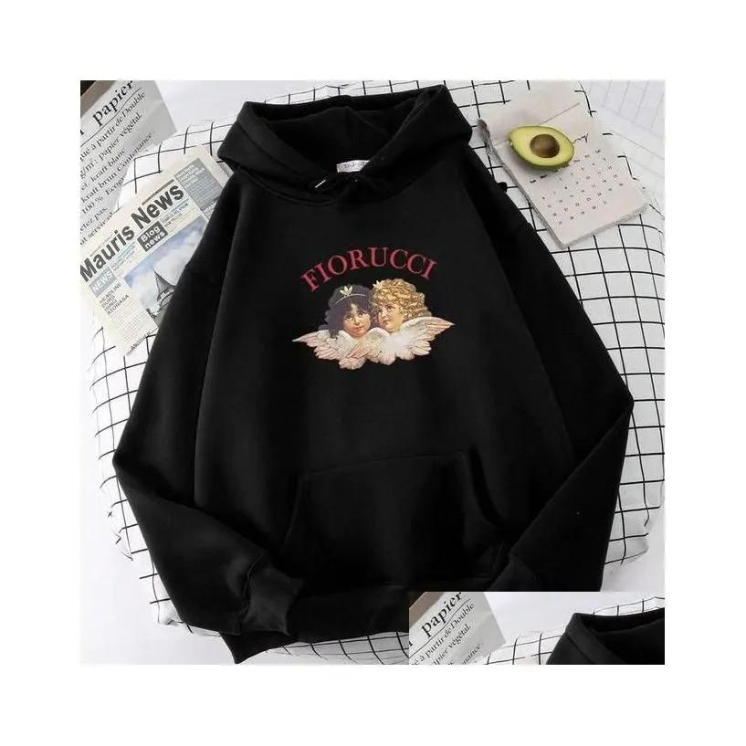 Women`S Hoodies Sweatshirts Womens Fiorucci Angel Girls Hoodie Sweatshirt Printed Y2K Gothic Aesthetic Uni Streetwear Tops Autumnw