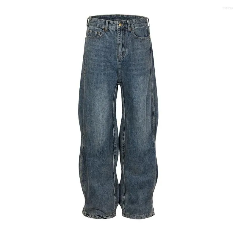 Men`s Jeans Y2K Vintage Washed Twisted Wave Striped Baggy Unisex Streetwear Wide Leg Loose Casual Denim Pants Oversized Cargos