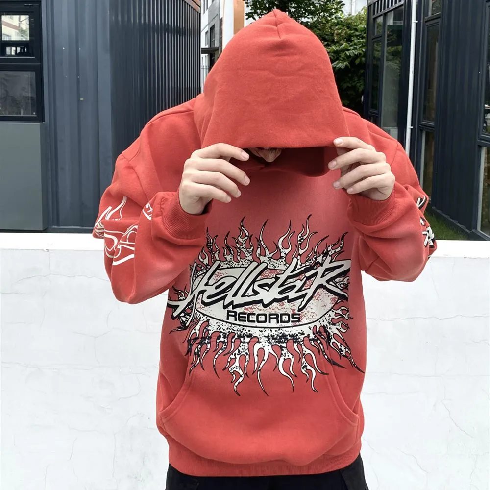 Streetwear Vintage Fashion Hip Hop Casual Loose Oversized Velvet Tops Pullover Hoodies For Men Unisex