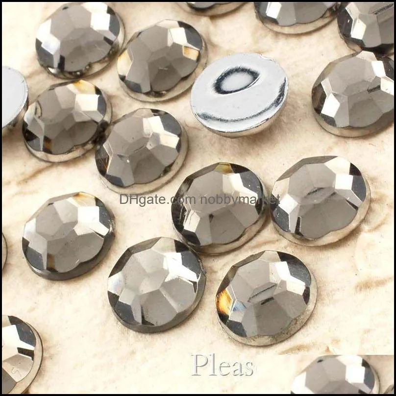 New 2000pcs 10mm Facets Resin Rhinestone Gems Silver Flat Back Crystal Loose Diamonds Beads dec DIY