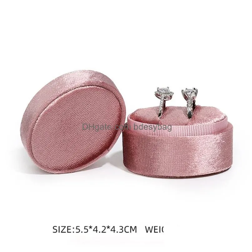 Jewelry Boxes Oval Veet Ring Box Double Display Holder With Detachable Lid Storage For Wedding Ceremony Drop Delivery Packing Dhgarden Dhpfc