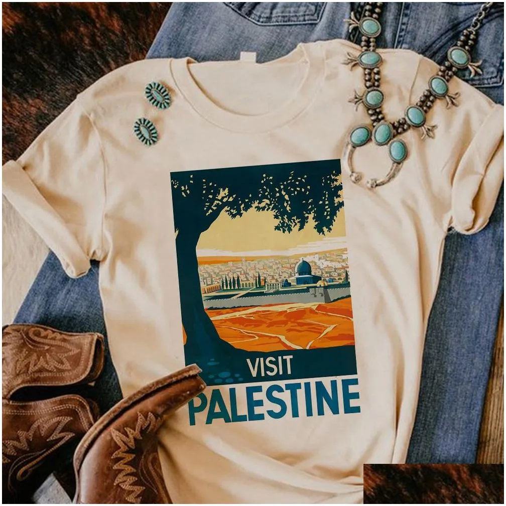 Women`S T-Shirt Womens Tshirt Palestine Designer Graphic Tshirts Female Comic 2000S Clothes 230510 Drop Delivery Apparel Clothing Tops Dhruk