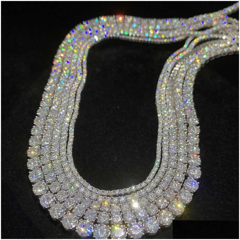 Factory Vvs Moissanite Diamond 925 Sterling Silver Hip Hop Druzy Jewelry Cuban Link Chain 3mm Iced Out Clustered Tennis Necklace Chain Locket