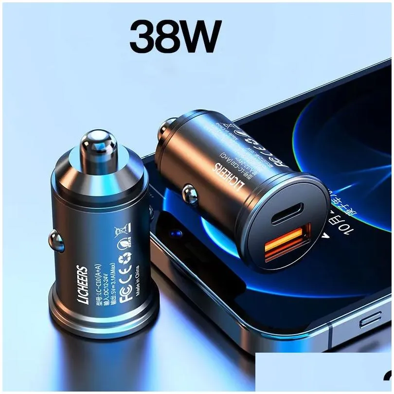 Cell Phone Chargers Car  Dual Usb Portable Fast Charging Mtifunction Cigarette Lighter Converter Plug Power Adapter Drop Deli Dhndt