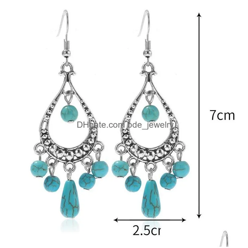 boho femme charm turquoise earrings antique gypsy indian tribal ethnic hoop dangle mandala earrings