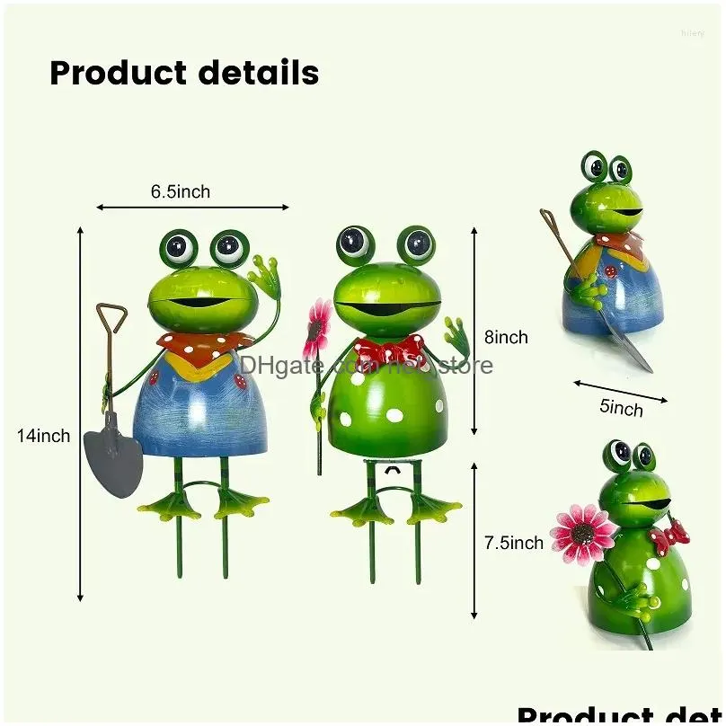 Garden Decorations Frog Statue Outdoor Decor Cute Metal Yard Art Scpture 3D Spring Figurine For Lawn Patio Drop Delivery Home Dhmtu
