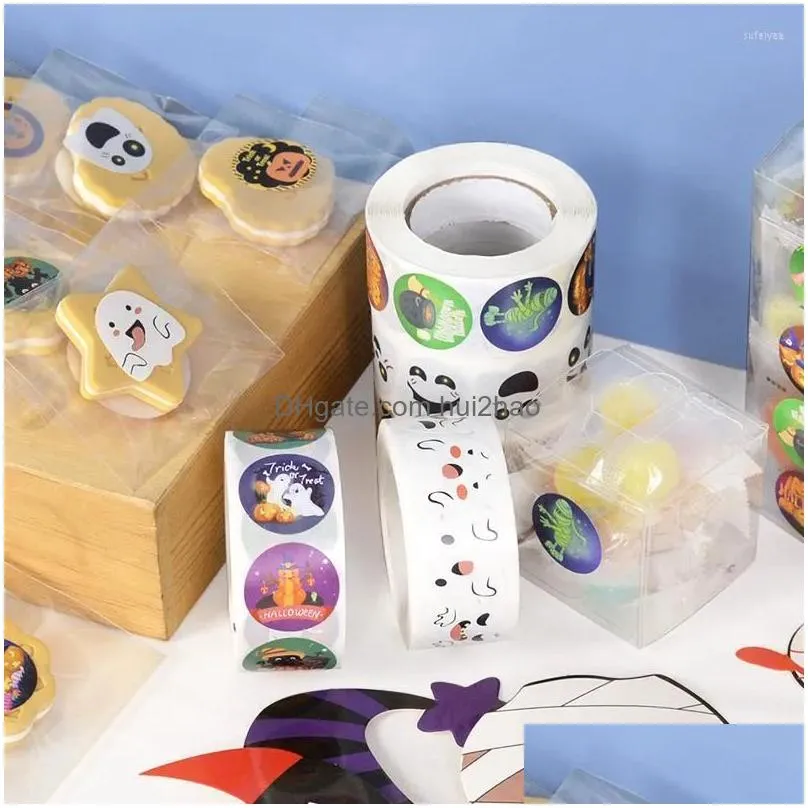 gift wrap 500pcs/roll halloween round self adhesive paper handmade packaging label stickers party kids favor