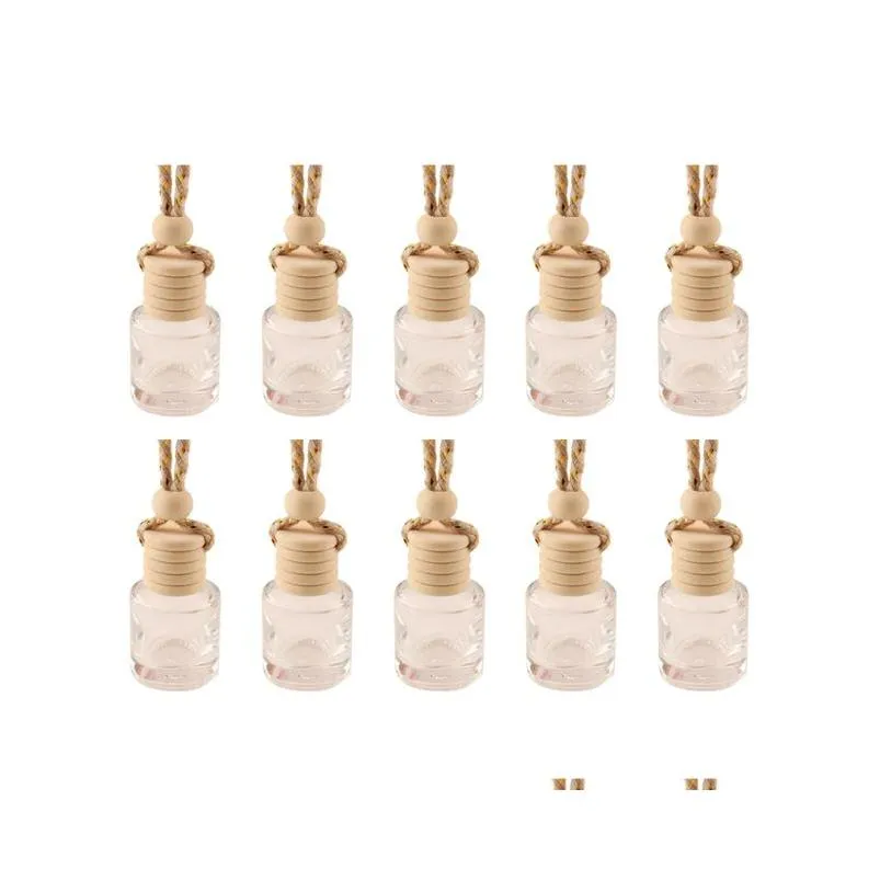 Essential Oils Diffusers Stock Car Hanging Glass Bottle Empty Per Aromatherapy Refillable Diffuser Air Fresher Fragrance Pendant Ornam Dhjfr