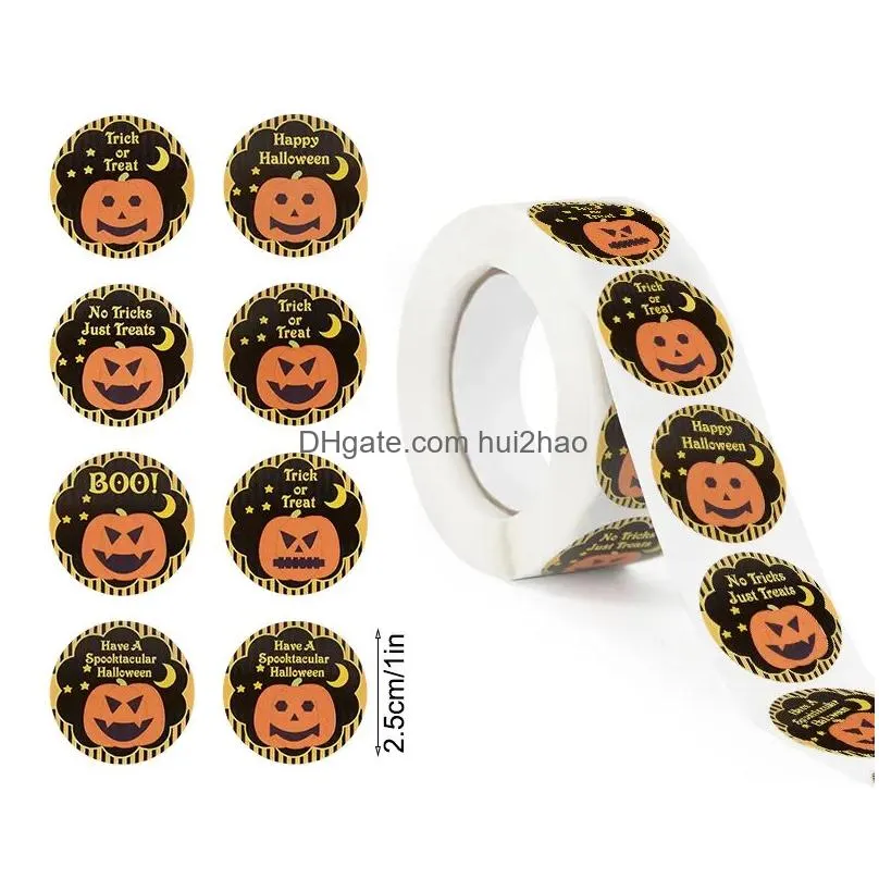 gift wrap 500pcs/roll halloween round self adhesive paper handmade packaging label stickers party kids favor
