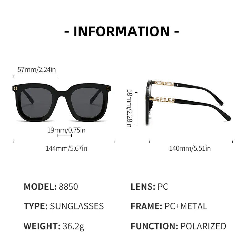 Designer Sunglasses for women Classic letter polarized Eyeglasses square frame Outdoor Sun Glasses For Man Woman Sexy Travel Glasses Mix Color Optional