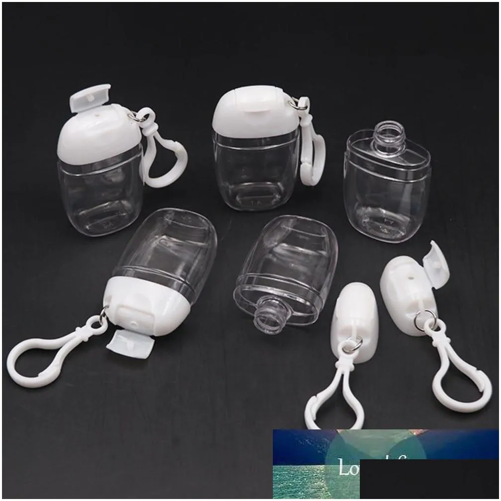 Packing Bottles Wholesale Pc 30Ml Empty Hand Sanitizer Travel Small Size Holder Hook Keychain Carriers White Cap Reusable Portable Fac Dhezm
