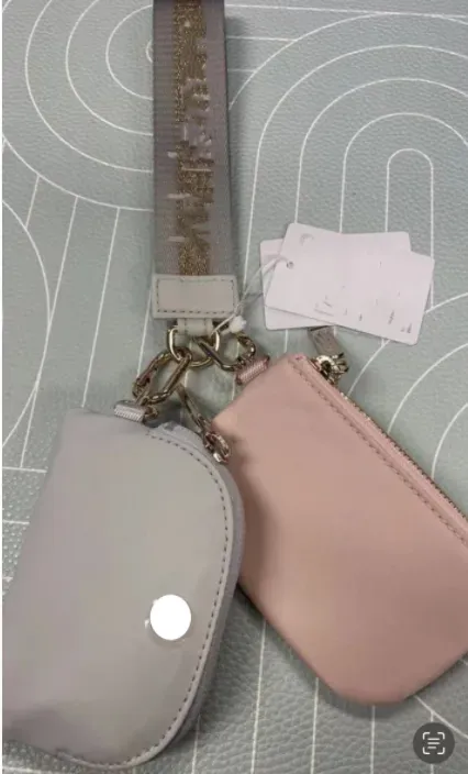 LUWomens New Dual Key Pouch Wristlet Clutch Bag Designer Wallet Purse Cardholder Coin Purses Keychain Nylon Canvas Wallets