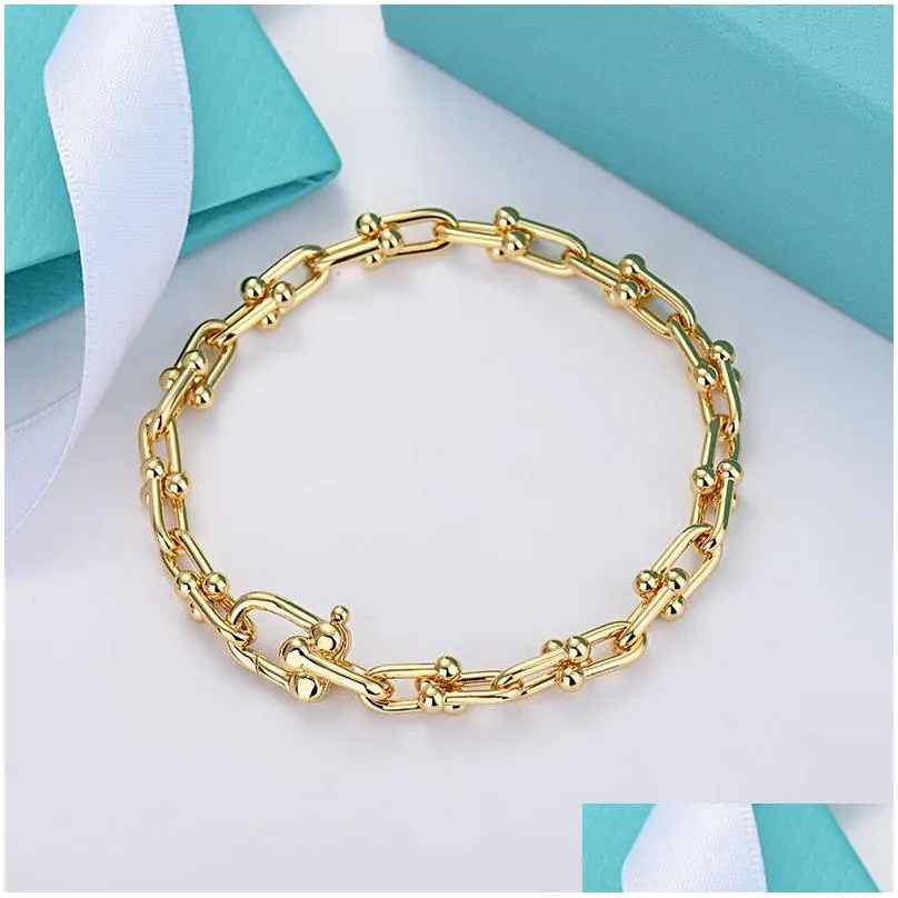 18K gold double u shape charm bracelet for women luxury brand S925 silver plated horse shoes designer OL girls bangle bracelets party wedding nice jewelry