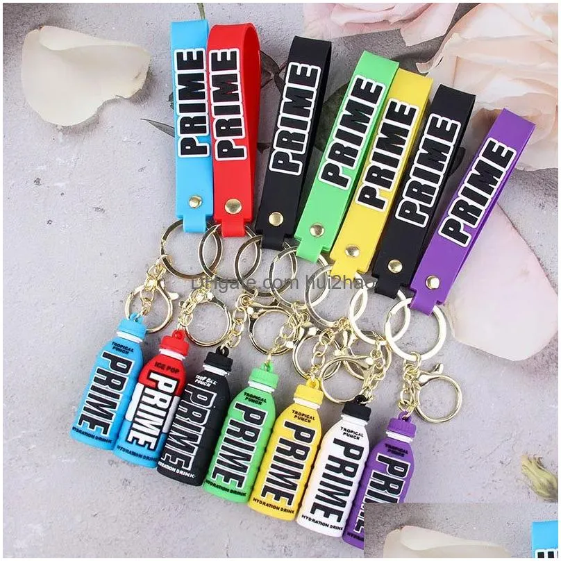 keychains lanyards prime drink rubber keychain cute bottle key chains ornament car bag pendant keyring z0033