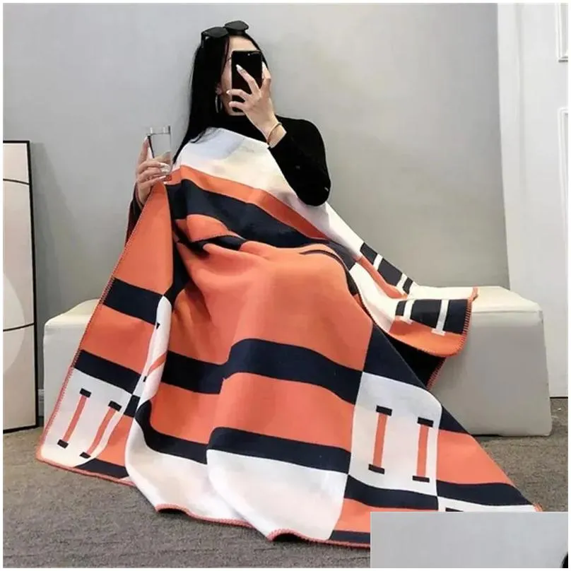 Blanket Wholesale Designer Cashmere Luxury Letter Home Travel Throw Summer Air Conditioner Beach Towel Womens Soft Drop Delivery Garde Dhbwk