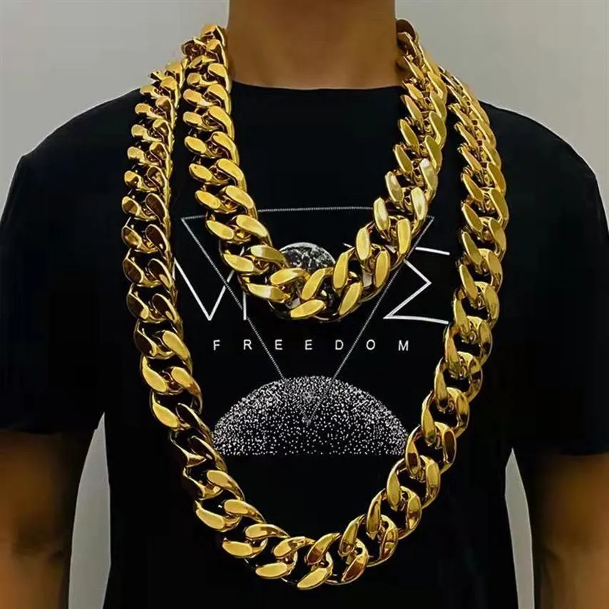 Chains Width 35mm 45mm Personality Large Chain Thick Gold Necklace Men Domineering Hip Hop Goth Halloween Treasure Riche Jewelry G2370