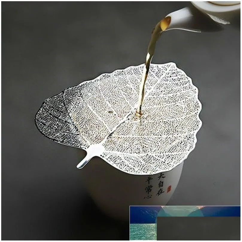 Tea Strainers Household Items Bodhi Leaf Leak Creative Pure Copper Leaves Fair Cup Filter Strainer Kung Fu Set Accessories Drop Delive Dhn7L