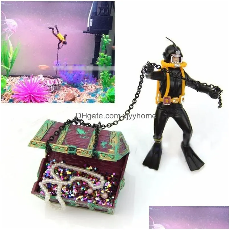 Decorations Large Aquarium Decoration Boat Plactic Ship Air Split Shipwreck Fish Tank Decor C Fishtank 230606 Drop Delivery Dhztb