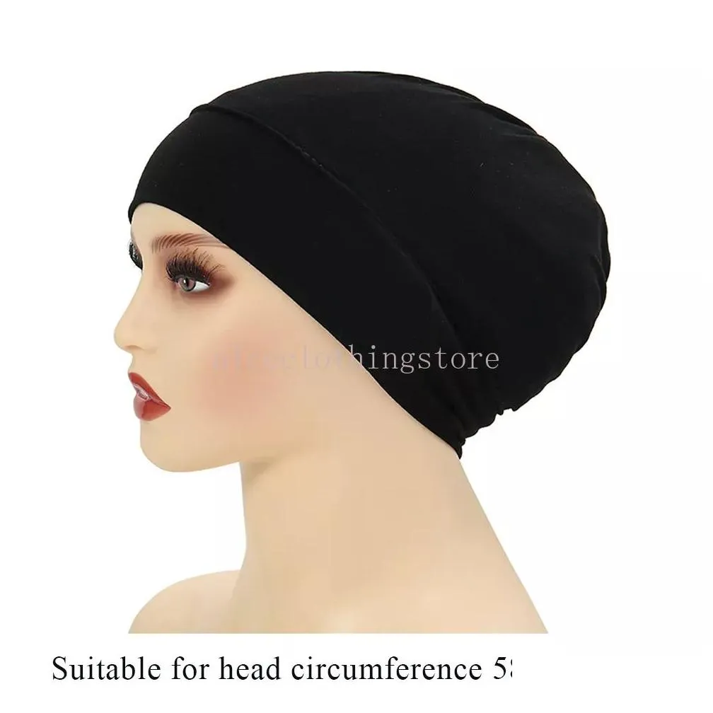 Beanie/Skull Caps Islamic Solid Color Sport Modal Hijab Undercap Abaya Hijabs For Woman Muslim Abayas Jersey Turbans Turban Instant He Dhkuq