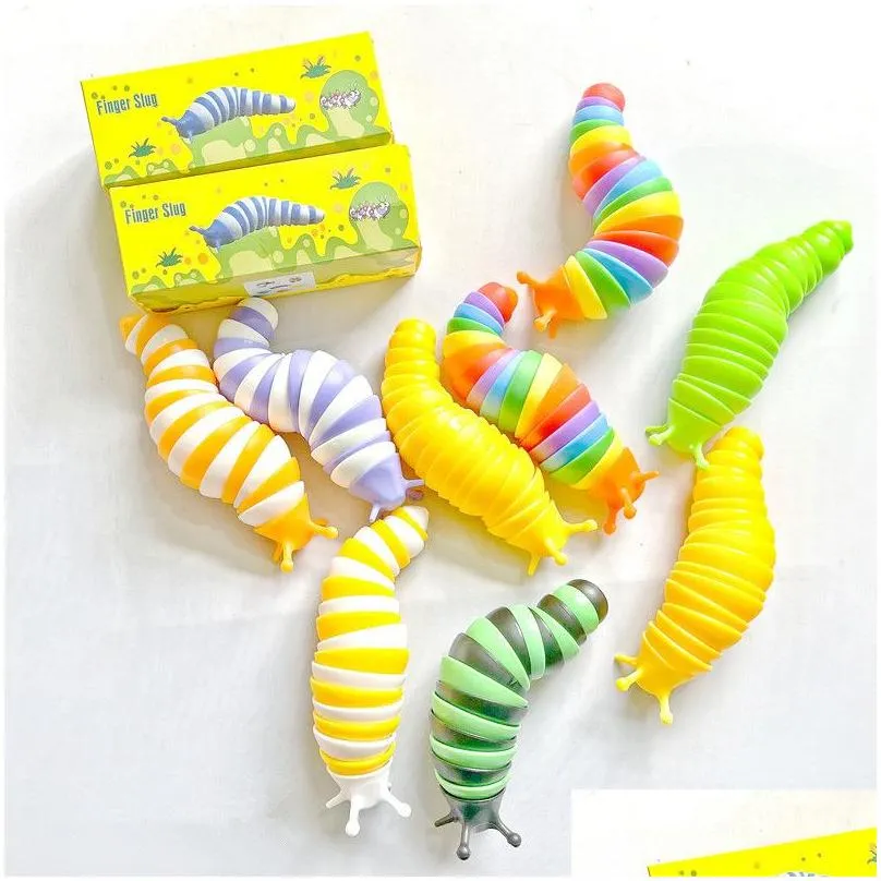 Fidget Toys Slug Articulated Flexible 3D Slugs Favor Fidget Toy All Ages Relief Anti-Anxiety Sensory for Children Aldult W2