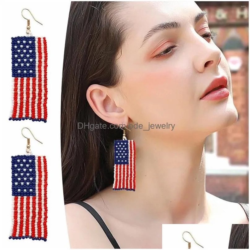 hoop earrings american flag for women patriotic independence day 4 of july drop dangle hook fashion jewelry