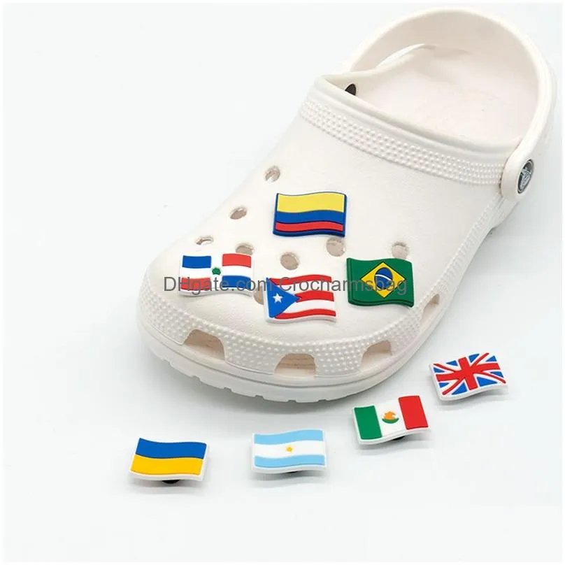 Shoe Parts & Accessories Hybkuaji Custom National Flag World Country Charms Wholesale Shoes Decorations Pvc Buckles For Drop Delivery Dhptd