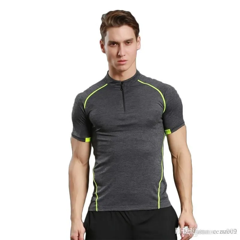 Men`s fashion sports semi-zipper tops