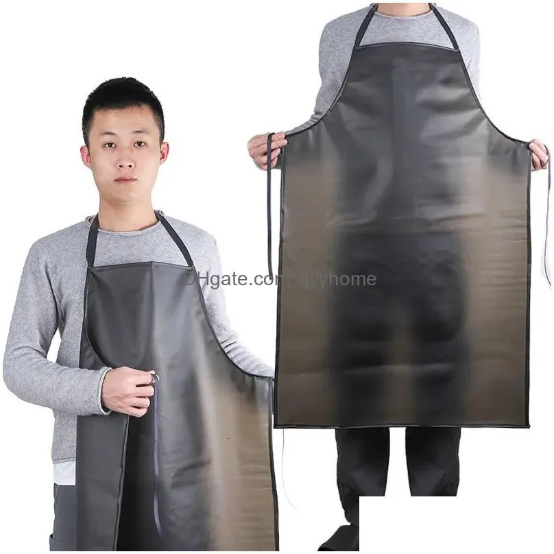 Aprons Pvc Apron Waterproof Oil-Proof Soft Leather Kitchen El Aquatic Butchery Food Canteen Cooking Chef Barber 240108 Drop Delivery H Dh15O