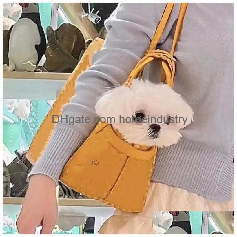 Dog Carrier Designer Purse Portable Leather Small Dog/Cat With Adjustable Collar Versatile Pet Tote For Subway/Shop/Hiking/Traveling Dh2Mk