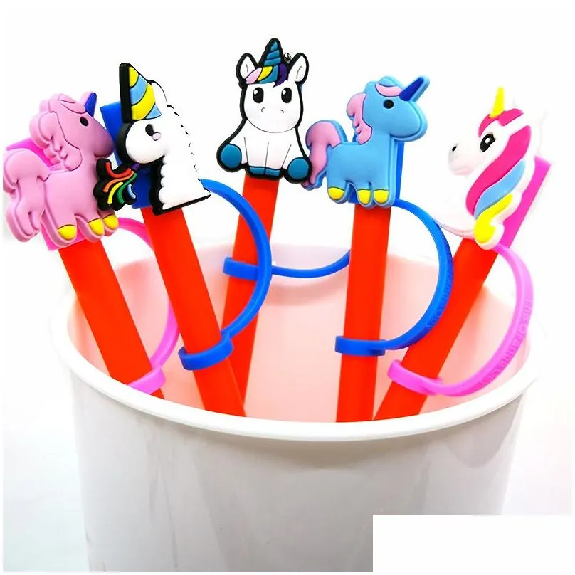 custom little horse silicone straw toppers accessories cover charms reusable splash proof drinking dust plug decorative 8mm straw party