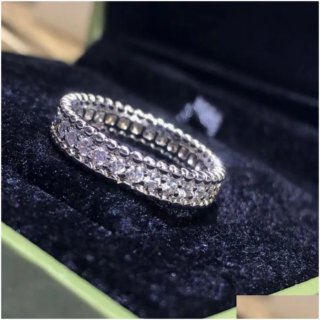 Band Rings Designer For Women Luxury Fashion Classic Jewelry Diamond Ring 18K Sier Plated Gift Wedding Rose Gold Engagement Couple Dr Dhab9