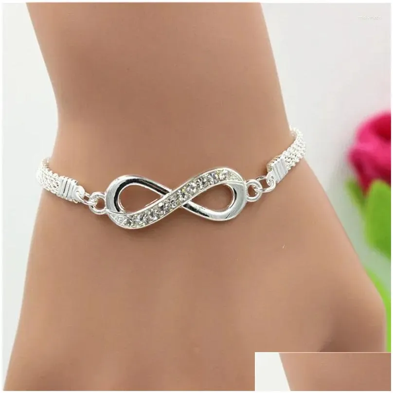 Charm Bracelets Fashion Unisex Simple Personality Unlimited Bracelet 8 Shape Crystal Inlay Jewelry Lovely Gift