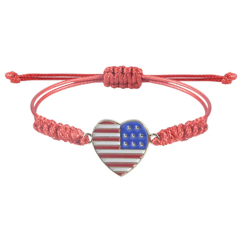 charm bracelets american independence day bracelet personalized fashion multi layered usa flag five pointed star pendant