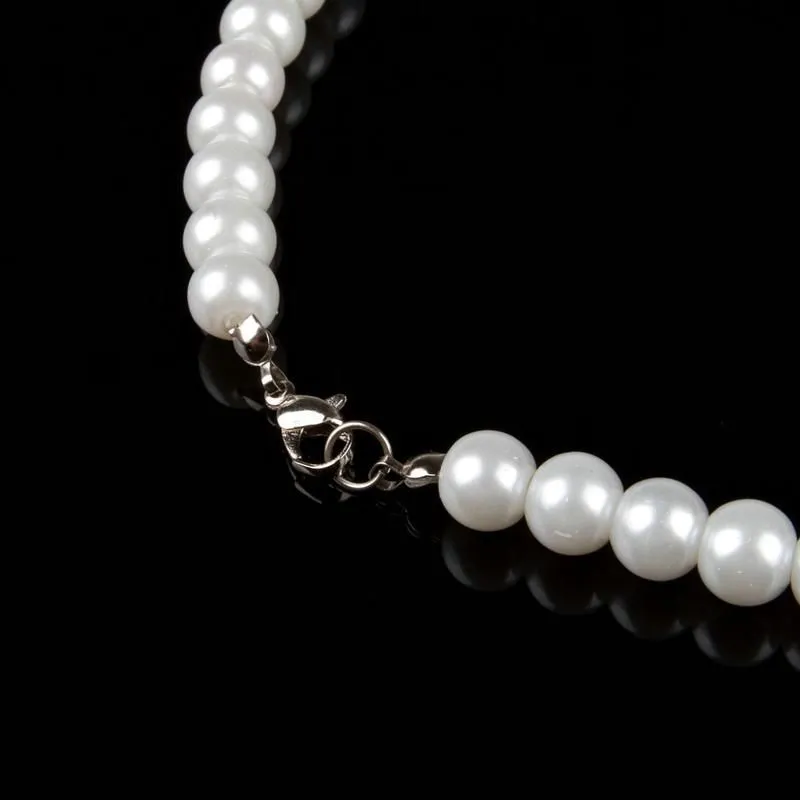 Chokers Classic Elegant White 7.5 Mm Diameter Pearl Necklace For Women Men Girls Teens Wedding Banquet Necklaces 2022 Trend