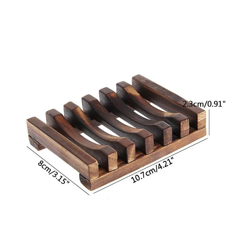 Natural Wooden Bamboo Soap Dish Tray Holder Storage Rack Box Container for Bath Shower Plate Bathroom