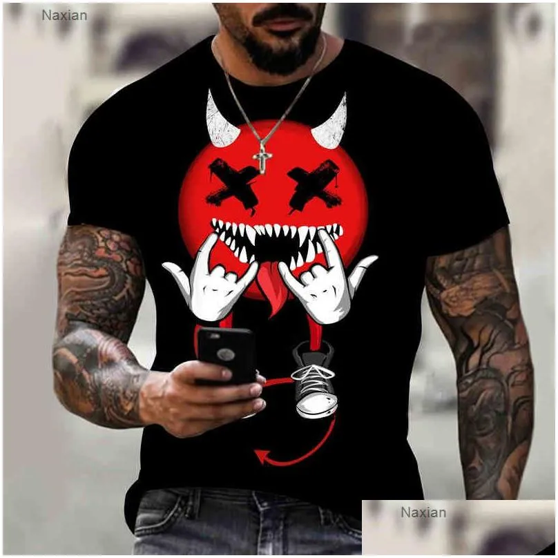 Mens T-Shirts Casual Short-Sved Hip-Hop Face 3D Printing Blouse Plus Size Plover T-Shirt 2022 Drop Delivery Apparel Clothing Tees S Dhgpf