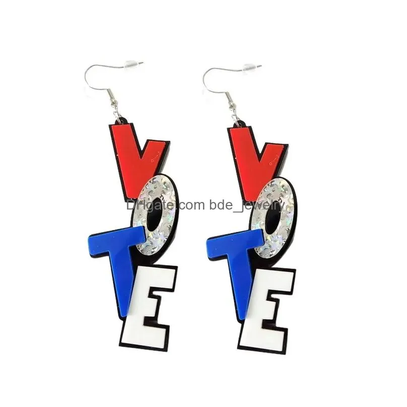 dangle earrings independence day hip hop colorful letters vote charms simple classic for women 2023 fashion festival jewelry