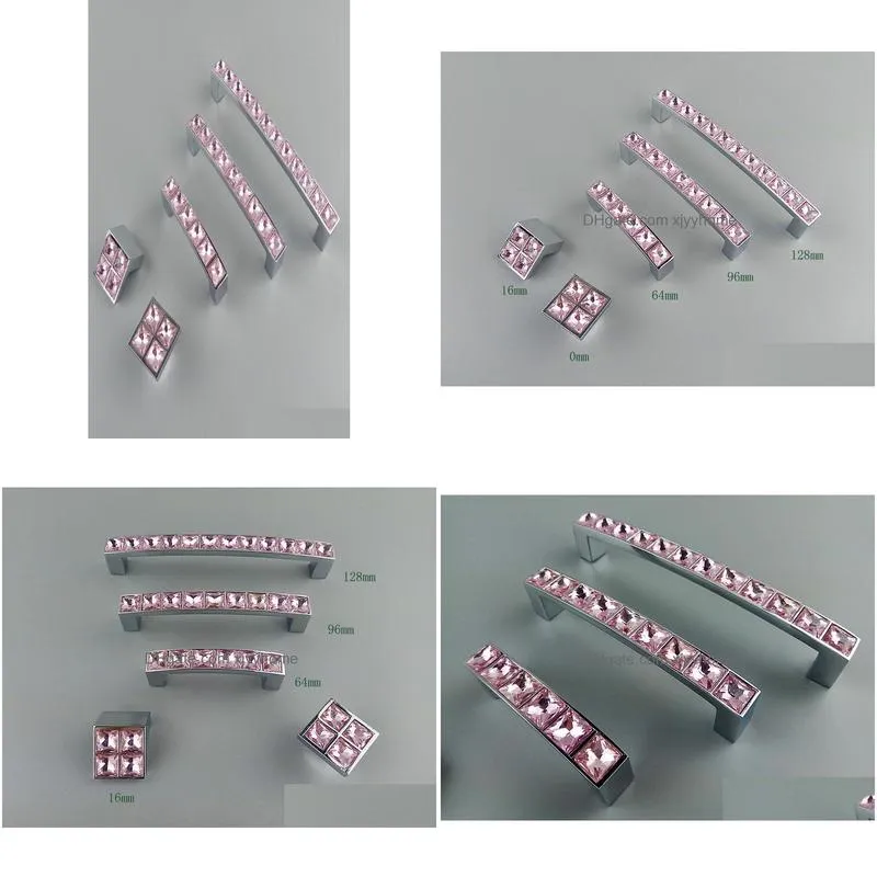 Handles & Pulls Crystal Glass Series Diamond Pink Furniture Door Knobs Dresser Der Wardrobe Kitchen Cabinets Cupboard Accesso8779447 D Dhthk