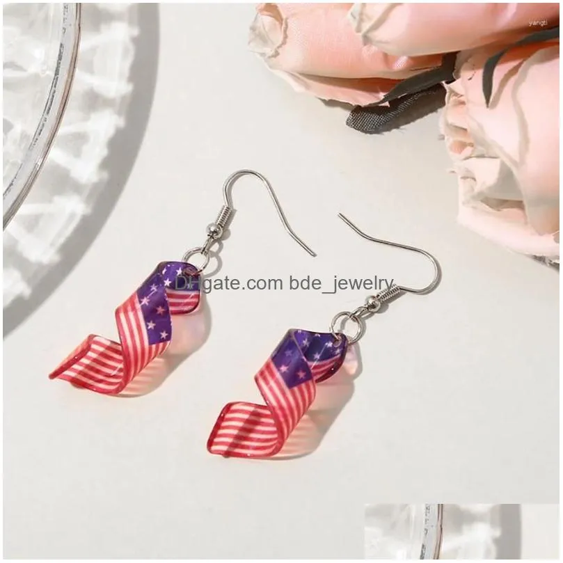 dangle earrings spiral american flag for women girls lightweight independence day drop earring jewelry