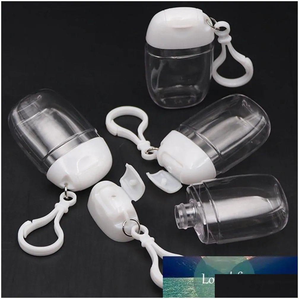 Packing Bottles Wholesale Pc 30Ml Empty Hand Sanitizer Travel Small Size Holder Hook Keychain Carriers White Cap Reusable Portable Fac Dhezm