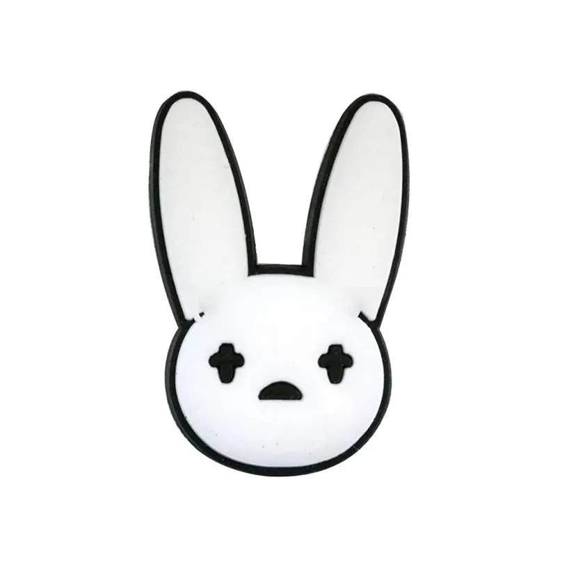 moq 20pcs bad bunny custom silicone straw toppers cover charms buddies diy decorative 8mm straw party supplies as gift