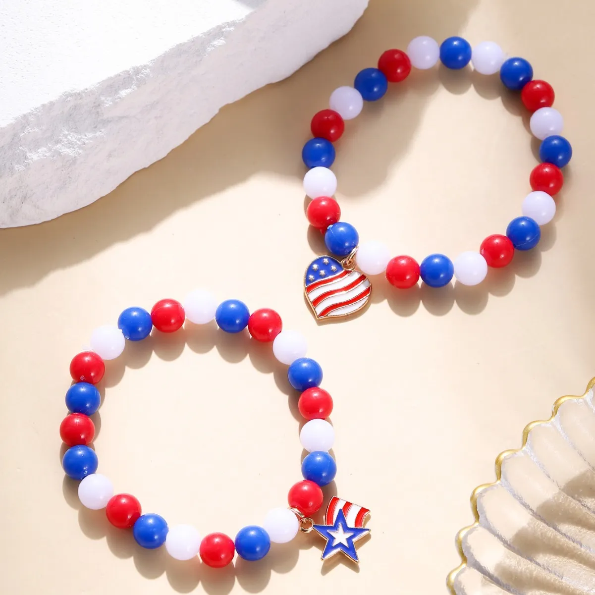 Charm Bracelets American Independence Day Bracelet Personalized Fashion Mti Layered Usa Flag Five Pointed Star Pendant Drop Delivery Otkws
