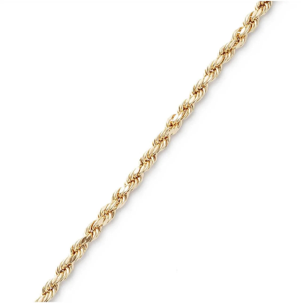 Real Solid 10k 14k 18k 24k Gold Rope Chains for Men Hip Hop Necklace