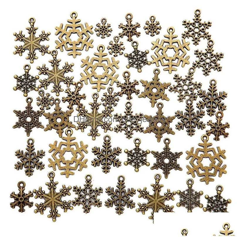 charms 40pcs mix metal zinc alloy christmas snowflakes fit jewelry pendant for diy necklace bracelet making findingscharms