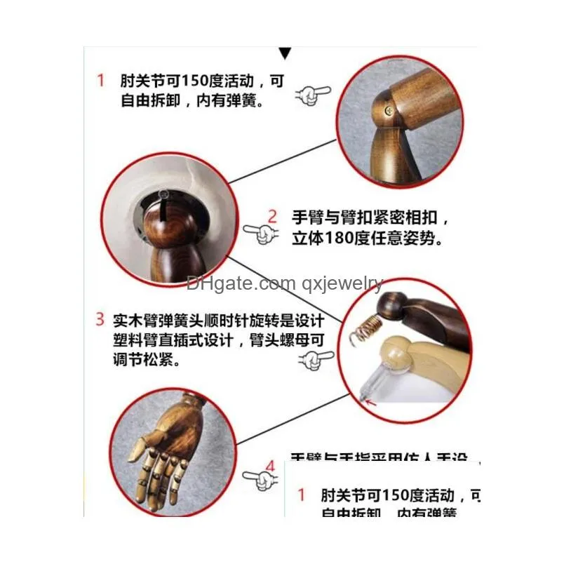 Jewelry Stand Fashion Red Half Body Female Hand Mannequin Cloth For Wooden Spring Movable Joint Nuts Bolts Pins 2Pc/Lot A405 Drop Deli Dh8T1