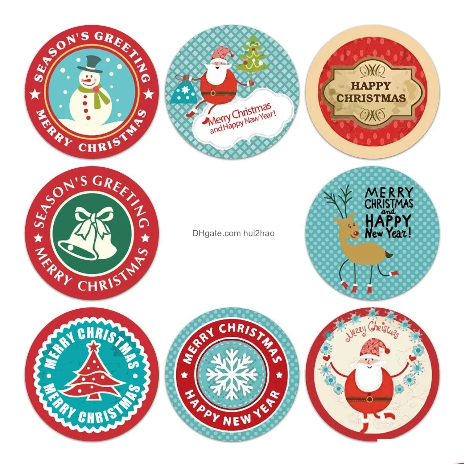 500pcs merry christmas theme seal labels stickers xmas tree elk snowflake candy baking bag package envelope gifts box sticker decorations year